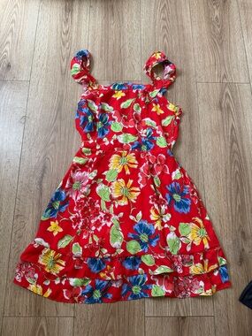 Jessica Simpson Red Floral Mini Dress with Blue & Yellow Blooms